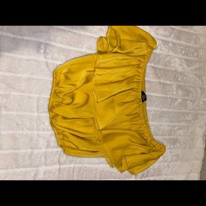 Forever 21 yellow off shoulder crop top